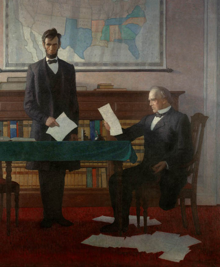 President Lincoln with Treasury Secretary Salmon P. Chase