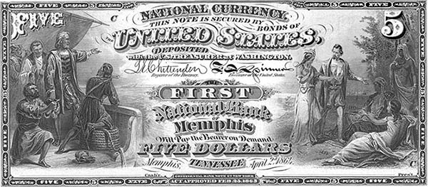 First Natl Bank Memphis 5 Dollar Bill