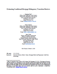 Working Paper Cover Image: Estimating Conditional Mortgage Delinquency Transition Matrices